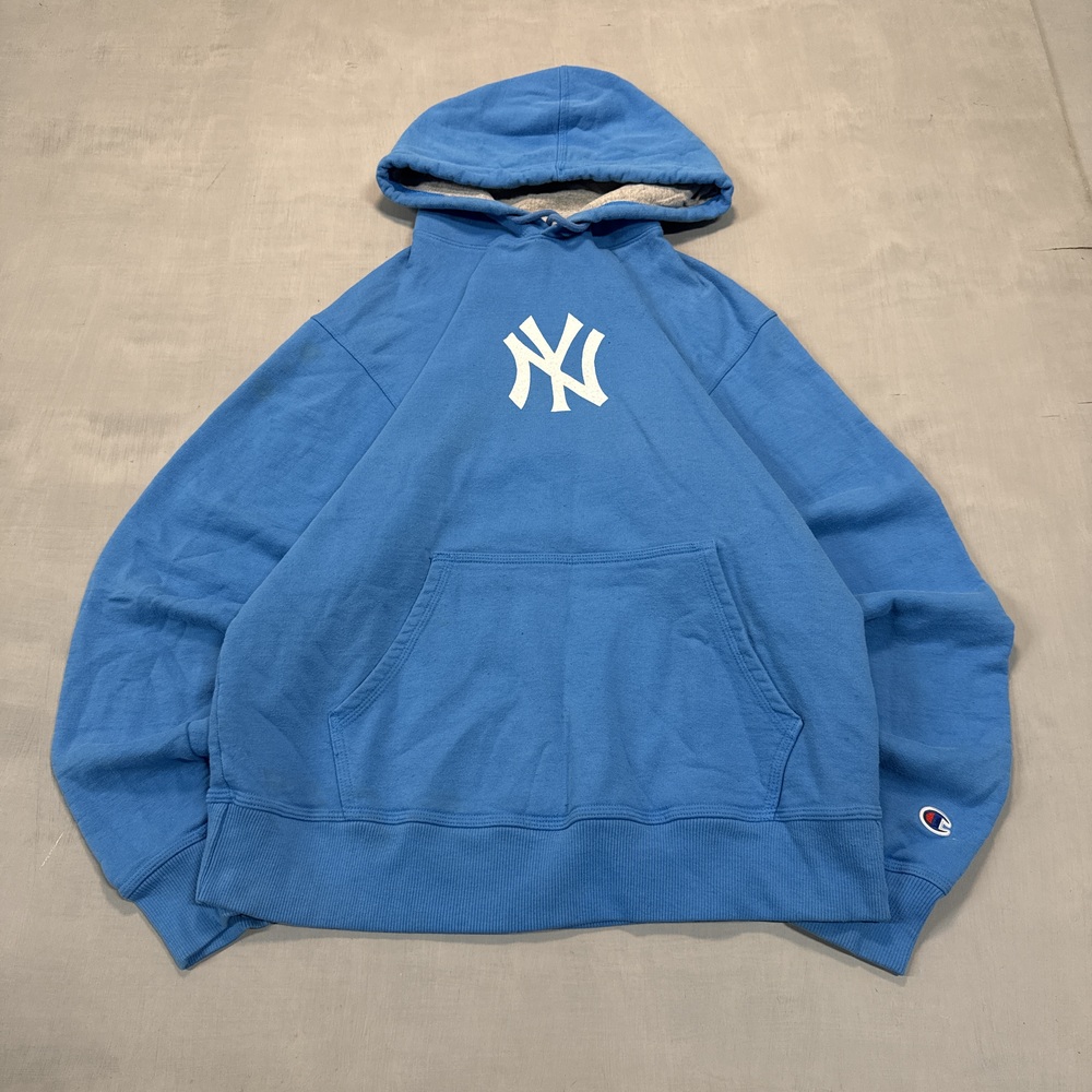Printed Champion Kids' pullover hoodie Y2K Blue Size M